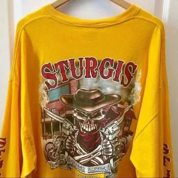 Sturgis 2011 South Dakota Motorcycle Rally Long Sleeve T-Shirt Yellow 3XL - Picture 7 of 16
